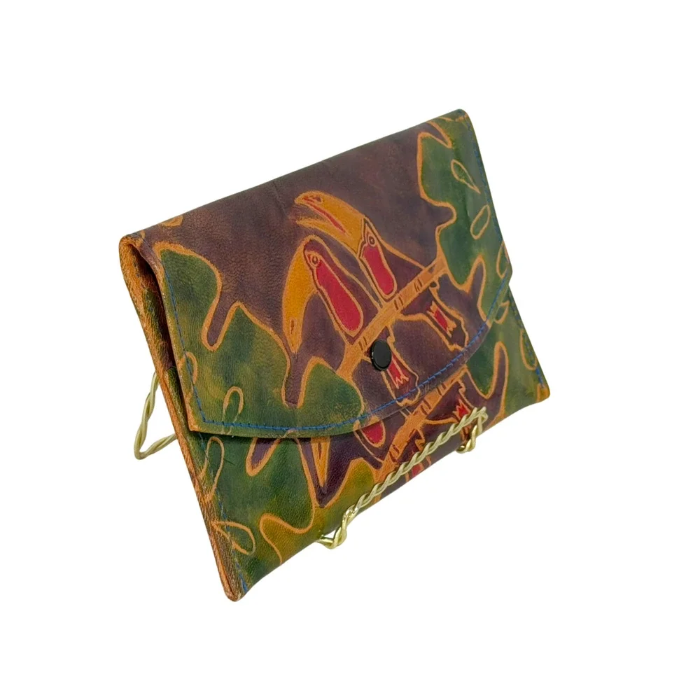 Tooled Leather Wallet Colorful Toucans Tropical 8
